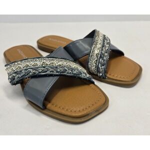 Andiamo Apascal Women Sandals Size 8.5 Wide Gray Rhinestone Slides New